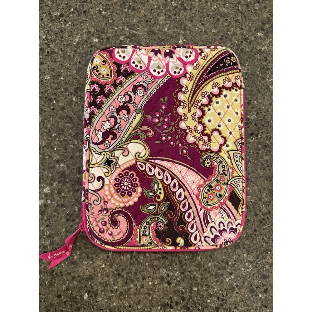 Vera Bradley Very Berry Paisley Laptop Sleeve Zipper Bag Pink Padded
